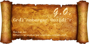 Grünsberger Oszlár névjegykártya